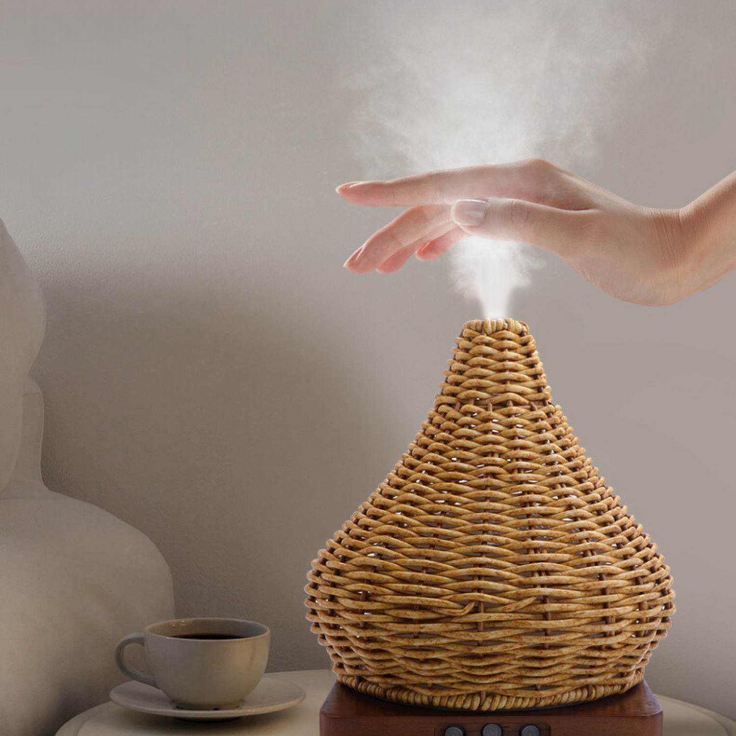 Wicker-Inspired Ceramic Aromatherapy Diffuser - Rattan Design Series 300ML