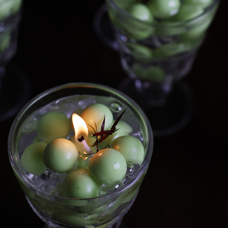 Vintage Glass Candle with Grapes