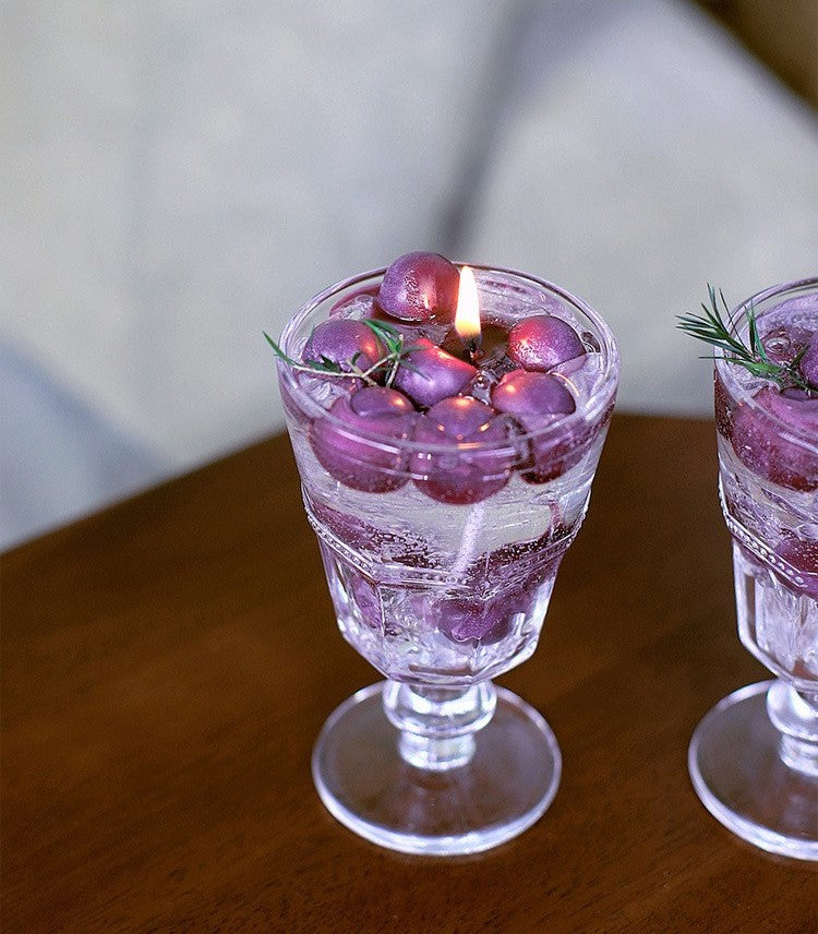 Vintage Glass Candle with Grapes