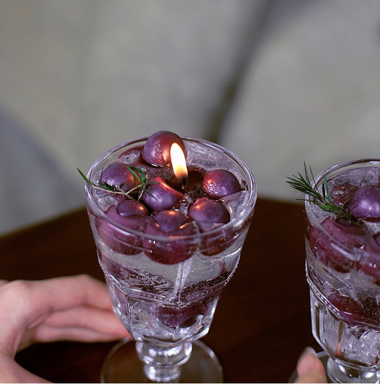 Vintage Glass Candle with Grapes