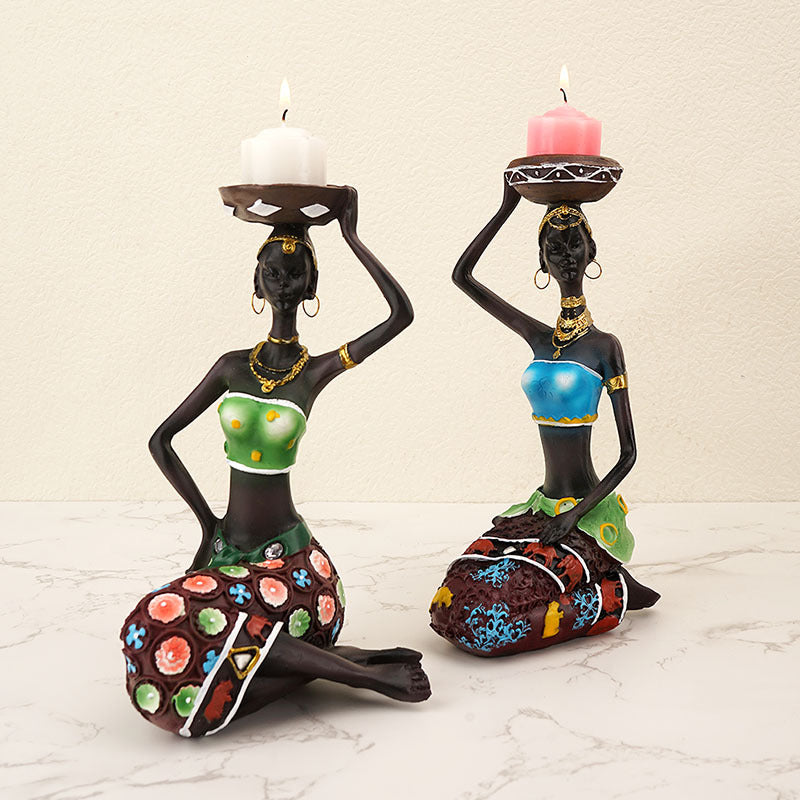 Handcrafted Resin Candle Holder - Ethnic Attire Series